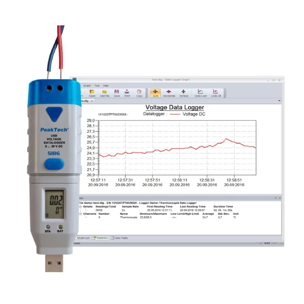 Datalogger USB Voltaje: 0...30V DC - PeakTech P 5186