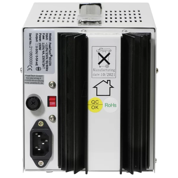 Fuente de Alimentación Analógica, 0-30 V/0-5 A DC-PeakTech P 6015 A