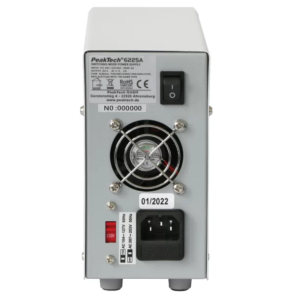 Fuente de Alimentación Digital DC 0-30V/0-5A-PeakTech P 6225 A