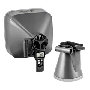 imagen de Anemómetro con campana de flujo para medición de velocidad del viento, caudal, temperatura, humedad relativa, Punto de rocío y temperatura de bulbo húmedo PCE-VA 20-SET - PCE Instruments