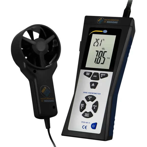 imagen de Anemómetro con medición de temperatura ambiental y pirómetro PCE-VA 11 - PCE Instruments