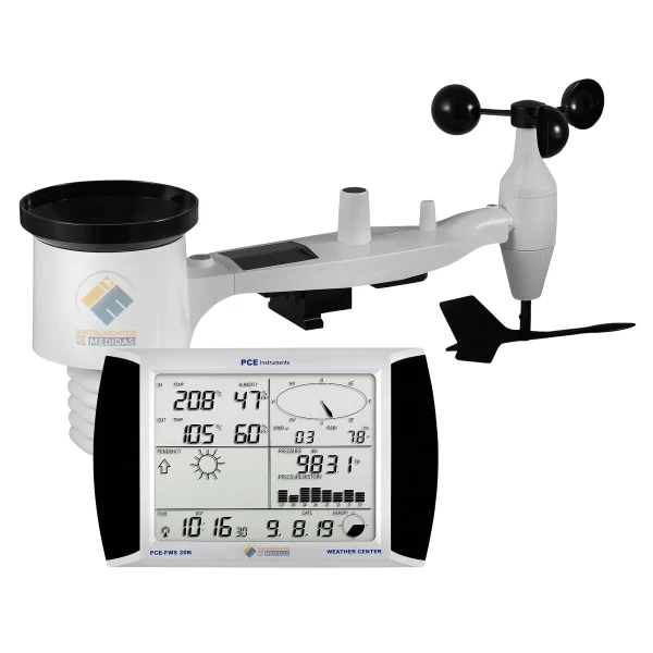 imagen de Anemómetro inalámbrico para la medición de la dirección del viento, la velocidad del viento, la temperatura, la humedad relativa y la pluviosidad PCE-FWS 20N - PCE Instruments