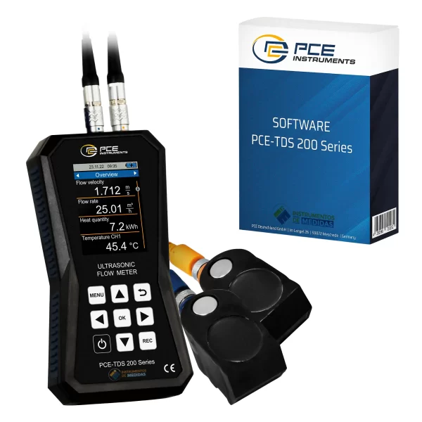 imagen de Caudalímetro ultrasónico con memoria de 32 GB (Incluye Software) PCE-TDS 200 M-SW-KIT - PCE Instruments