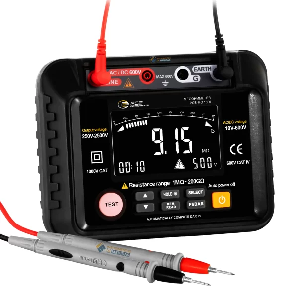 imagen de Comprobador de instalaciones de aislamiento con memoria interna PCE-MO 1500 - PCE Instruments